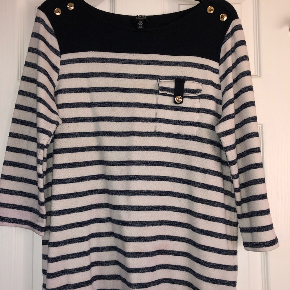Sweater with striped blue lines